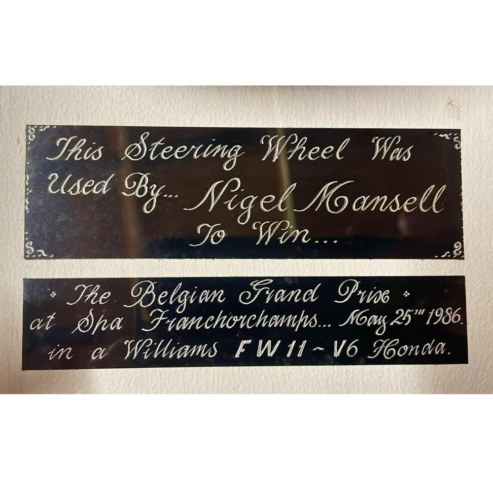 Nigel Mansell Williams F1 FW11B Spa GP Winning Steering Wheel