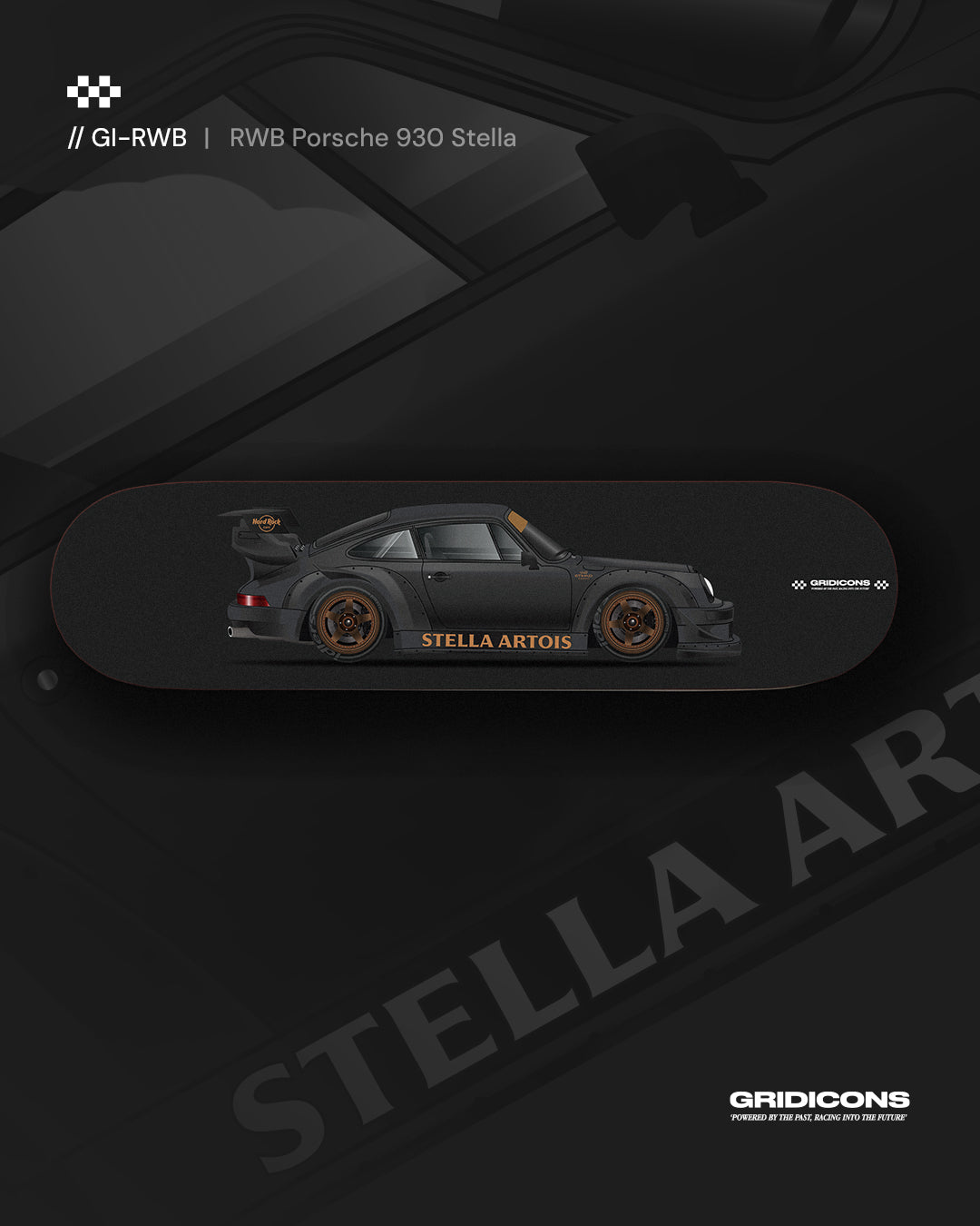 RWB Porsche 930 Black "Stella" - Skate Deck
