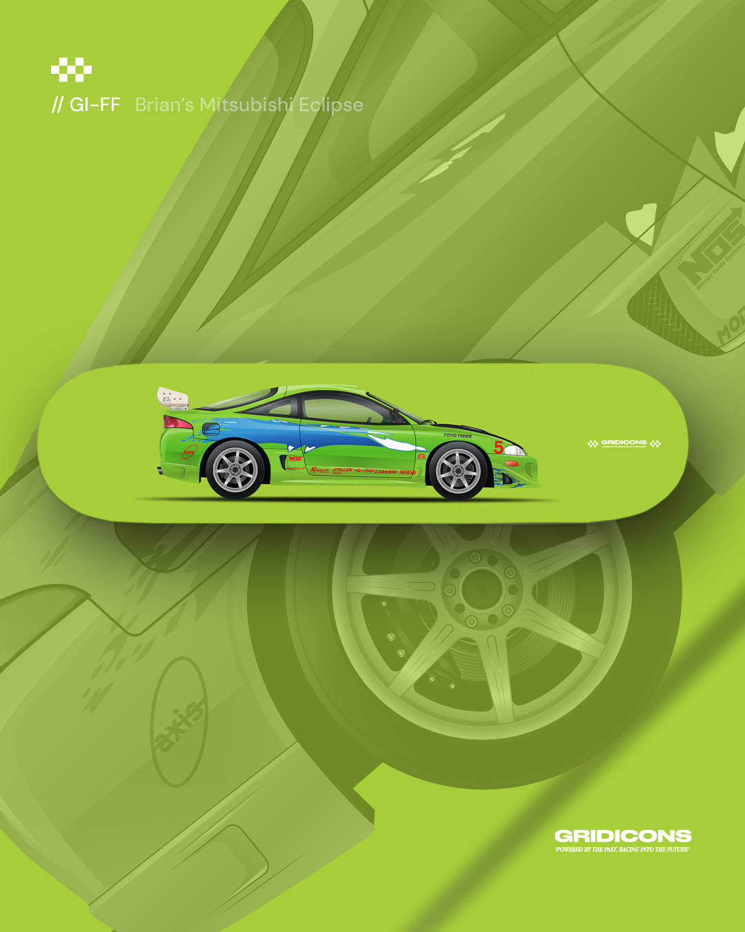 Brian's Mitsubishi Eclipse - The Fast & The Furious - Skate Deck