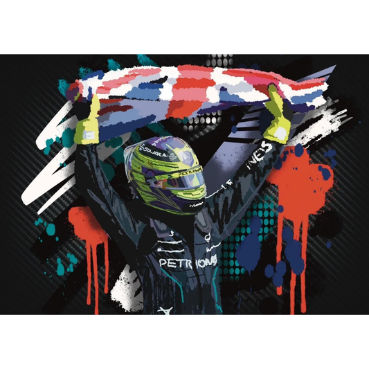 Lewis Hamilton Union Jack A3 Art Print