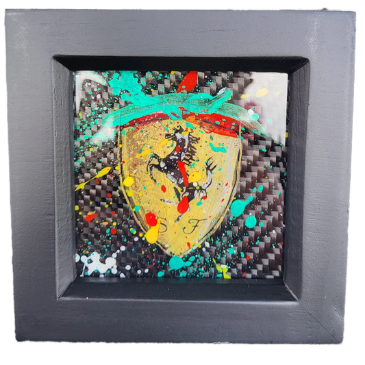 MiniFerrari-StyleCarbonFibreLogo_FramedDisplay