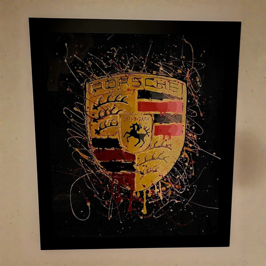 Porsche Logo Original Carbon Fibre Art – front