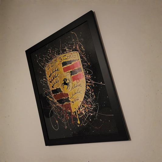 Porsche Logo Original Carbon Fibre Art – side
