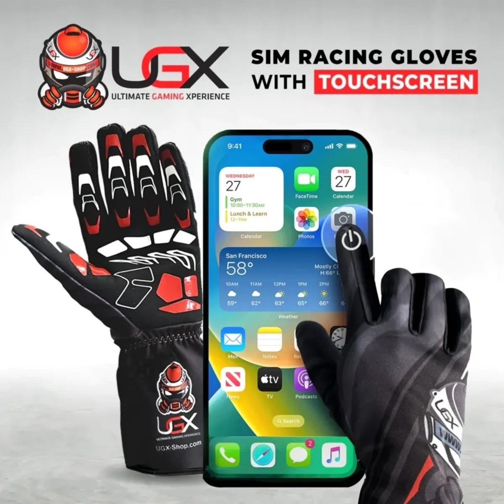 UGX Sim Racing Gloves with Touchscreen Compatibility